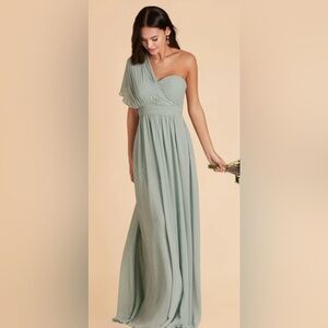 Chiffon Bridesmaid Dress in Style Grace. Color sage.